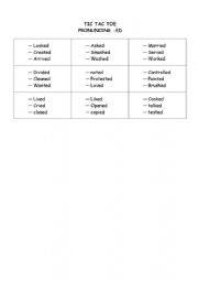 English Worksheet: TIC TAC TOE to practise -ED