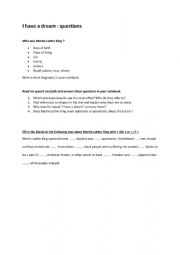 English Worksheet: I have a dream speech