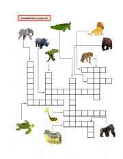 English Worksheet: Animals Crossword