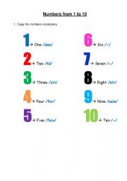 Numbers 1 to 10