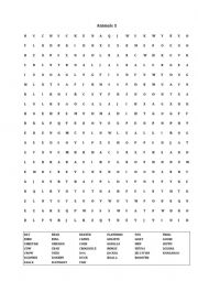 English Worksheet: Animal word search 1/2