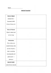 English worksheet: Podcast Planner