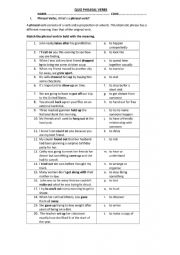 English Worksheet: phrasal verbs
