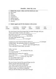 English Worksheet: Westlife - Hello My Love