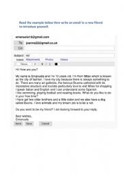 English Worksheet: Informal Email Writing Example