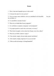English Worksheet: beauty