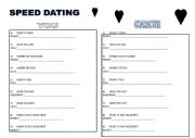 English Worksheet: SPEED DATING