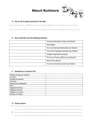 English Worksheet: Mount Rushmore