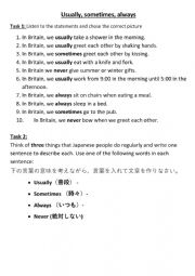 English Worksheet: Japanese Adult Eikawa Sometimes, Often Always