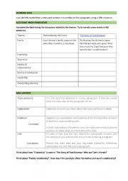 English Worksheet: I can identify events from a story and connect it to another to link paragraphs using a TEEL structure.