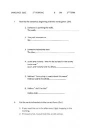 English Worksheet: language quiz 1st year