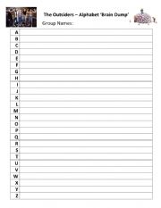 English Worksheet: The Outsiders - Alphabet Dump