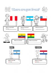 English Worksheet: where are you from?