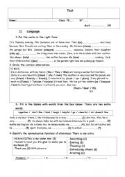 English Worksheet: Test (7th Form)