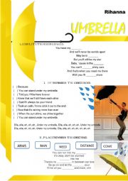 English Worksheet: Umbrella Rihanna Part