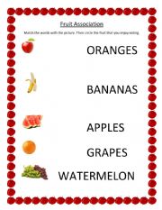 English Worksheet: Fruit association 