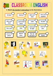 English Worksheet: Classroom English: what the teacher usually says