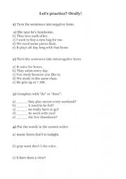English Worksheet: Do or Does