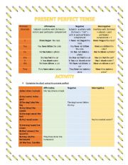 English Worksheet: Present  Perfect worksheet 