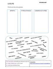 English Worksheet: Leisure activities vocabulary