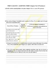 English Worksheet: Percy Jackson Lightning Thief - Chapter 9 & 10 Review