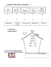 English Worksheet: Parts of the House 
