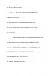 English Worksheet: Numbers funfacts quiz