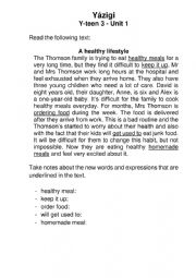 English Worksheet: A healthy lifestyle