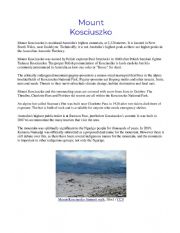 English Worksheet: Mount Kosciuszko