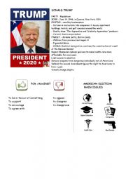 English worksheet: American Candidates 2020