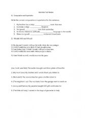 English Worksheet: Grammar Test Review