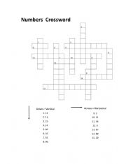 English Worksheet: Numbers crossword