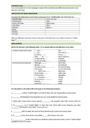 English Worksheet: use compare & contrast language to explore the similarities and differences of characters and themes in Twelfth Night and She�s the man