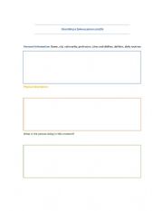 English Worksheet: writing activity a personal profile  