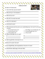 Mr. Bean - At the Restaurant - Video Activity - Student Worksheet