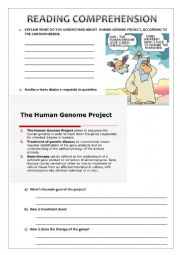 English Worksheet: READING COMPREHENSION - THE HUMAN GENOME PROJECT