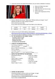 English Worksheet: Stronger- Kelly Clarkson lesson plan