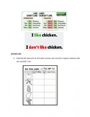 English Worksheet: LIKE - DONT LIKE