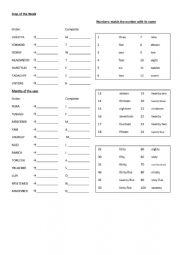 English Worksheet: numbers and months