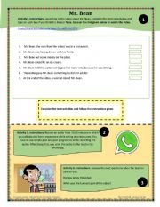 English Worksheet: Mr. Bean at the restaurant