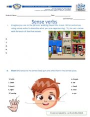 English Worksheet: Sense verbs 