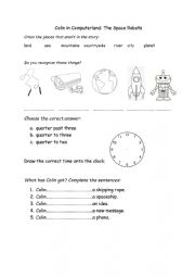 English Worksheet: Colin in Computerland - The Space Robots