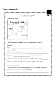 English Worksheet: Earth�s Rotation