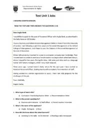 English Worksheet: Test about unit 1 jobs