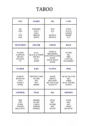 English Worksheet: Taboo game