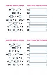 English Worksheet: Days of the week