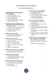 English Worksheet: My last vacation