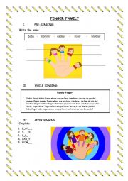 English Worksheet: Family Fingers