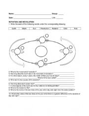English Worksheet: Geography: Rotation and Revolution Exercise