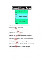 English Worksheet: Present Simple Tense